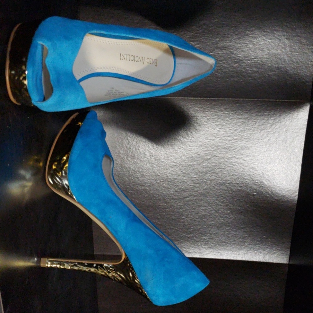 Designer Suede Open Toe Pumps-BRAND NEW